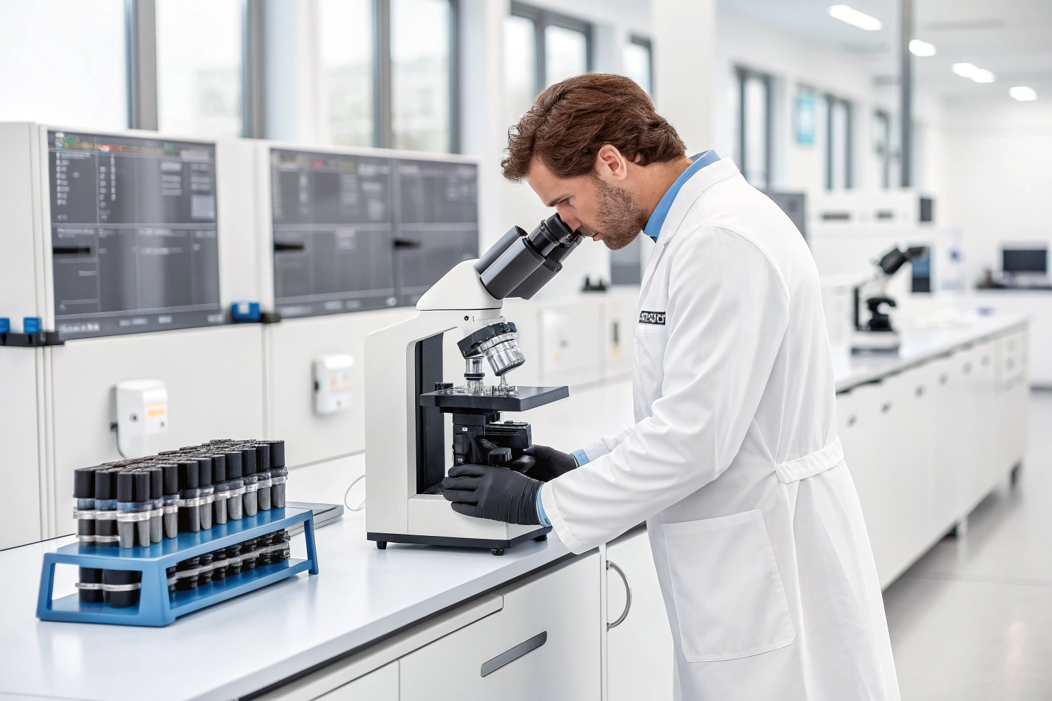 Quality control testing in road construction laboratory